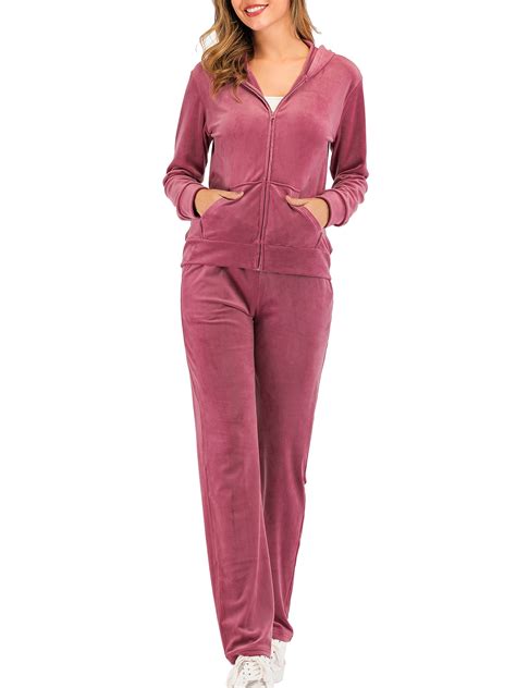 Plus Size Velour Sweatsuits for Women Two Piece Tracksuit Long Sleeve ...