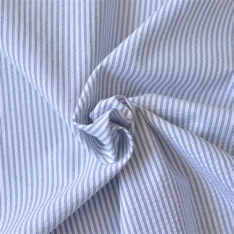 Tissu seersucker rayé double bleu marine et blanc | Coton - A&A Patrons