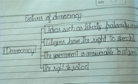 Mention any four features of democracy. Make it in the form of a ...