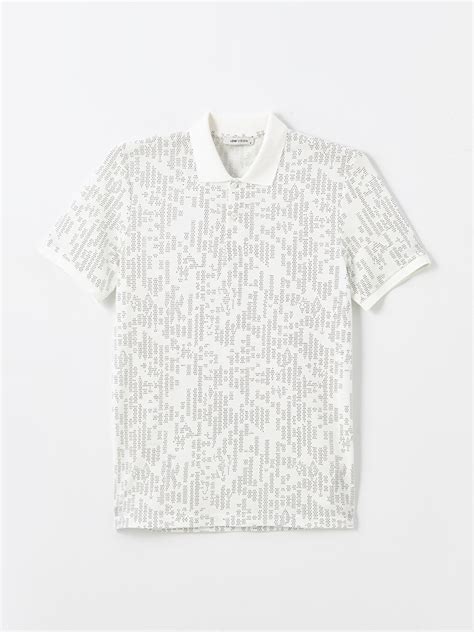 Ekru Polo Yaka Kısa Kollu Desenli Erkek Tişört - S4L648Z8-R9J | LCW