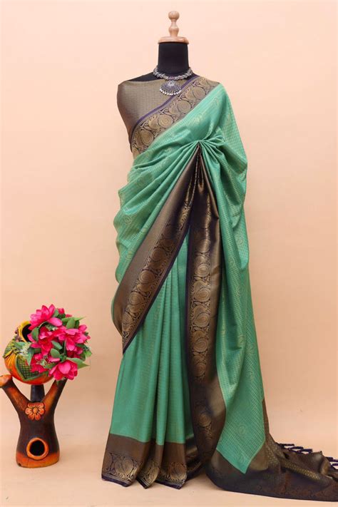 Mint Green Kuber Soft Silk Saree with Exquisite Golden Jari