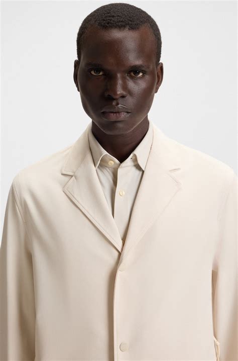 BOSS - Packable relaxed-fit overshirt in performance-stretch fabric - White