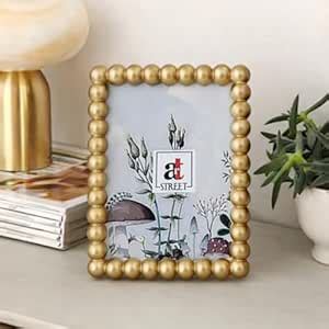 Art Street 5x7 Inch Table Top Beaded Photo Frame, Golden MDF Picture ...