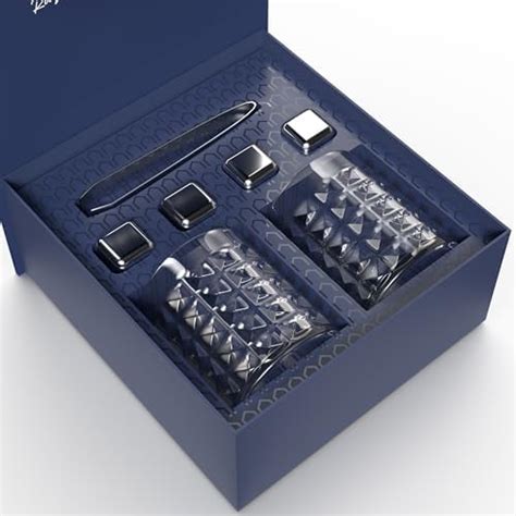 SAKI Bar Square Hammer Whiskey Glasses Set of 2 | 4 Whiskey Stones with ...