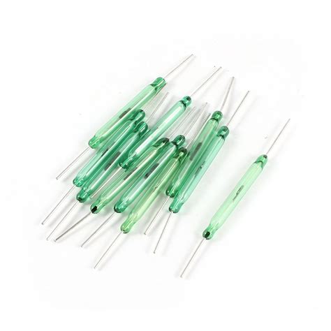 Aexit Green Glass Tube with 10pcs Silver Tone Round Wire Normally Open ...