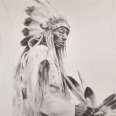 Native American Black And White Art Profile For Spirits Of The West