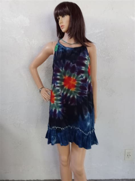 Large Tie Dye Dress Women's,tie Dye Cotton Sundress Adult,tie Dye All ...