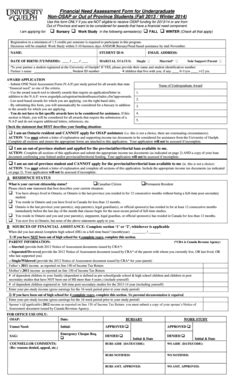 Fillable Online Financial Needs Assessment Form - Non-OSAP - University ...