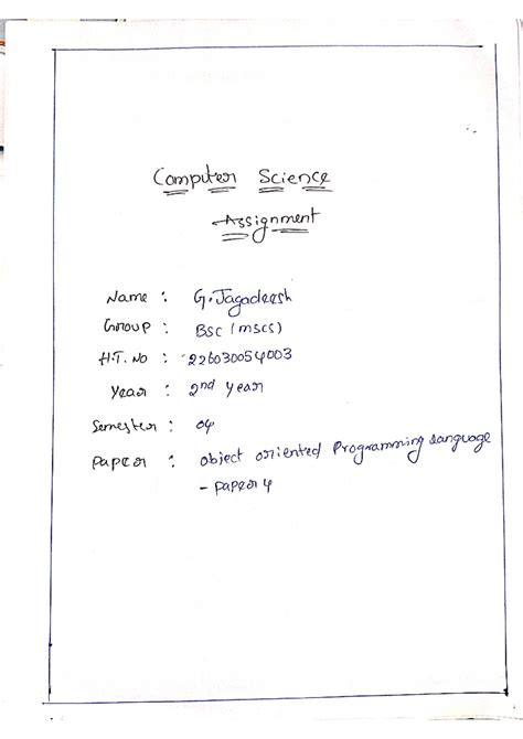 Java - Java unit 1 - Computer Science Assignment Name : G Group : BSC I ...