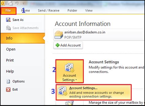Secure connectivity through Outlook 2010. - Diadem Technologies ...