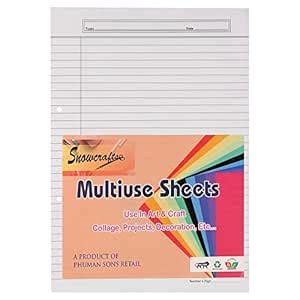 SNOW CRAFTS A4 Size One Side Ruled Sheet for Project/Assignment ...