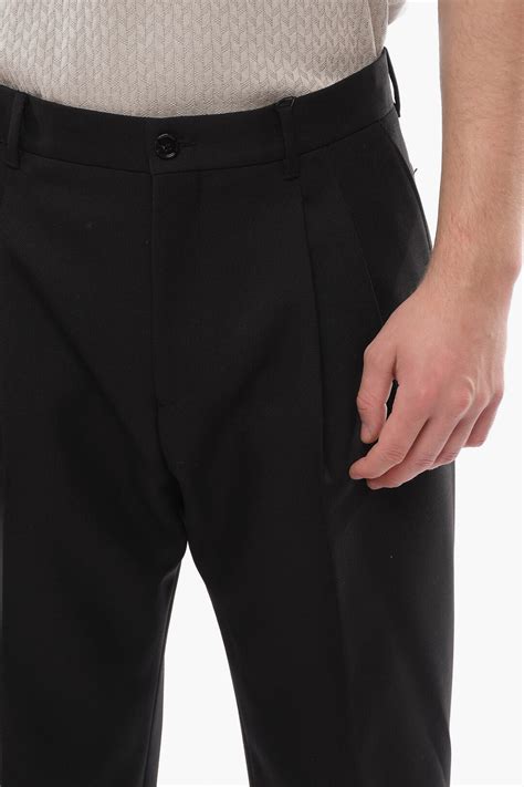Burberry Double-pleated Pure Wool Baggy Pants men - Glamood Outlet