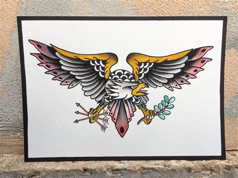Traditional Eagle Chest Tattoo Flash