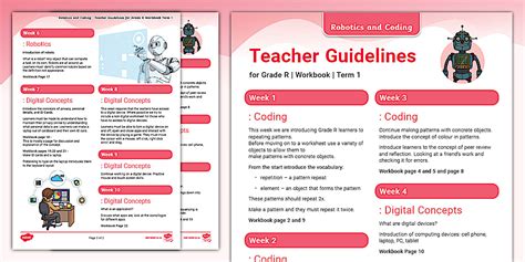 Robotics Teacher Guidelines Grade R Workbook Term 1 - Twinkl