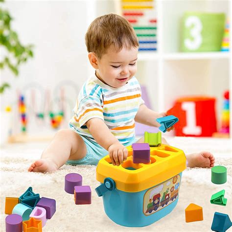 Dwellinger Baby Plastic First Block Shapes and Sorter, 16 Blocks, ABCD ...