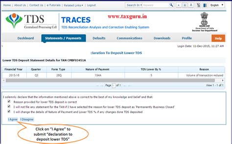 How to submit Online Lower TDS Deposited Declaration