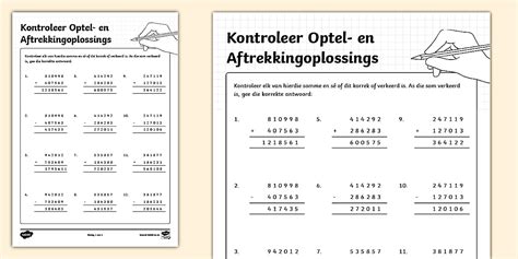 Graad 7: Kontroleer Optel- en Aftrekkingoplossings - Twinkl