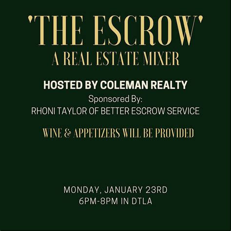 The Escrow: A Real Estate Mixer, 23 January 2023 | AllEvents.in