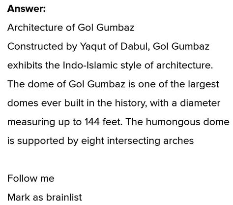 What are all the art and architectural features of Gol Gumbaz? - Brainly.in