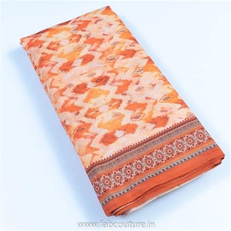 Orange Color Chanderi Digital Print