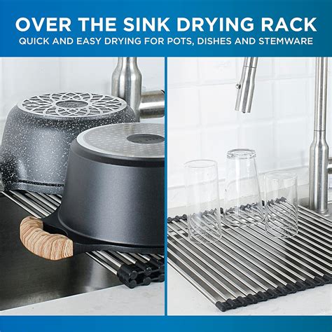 Buy COOK WITH COLOR Roll Up Dish Rack- Over The Sink Mat for Drying ...