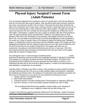 Veterinary Surgery Consent Form | pdfFiller
