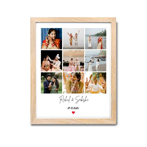 Personalized Photo Collage Frame – 9 grid frame Wooden Frame | Anniver ...