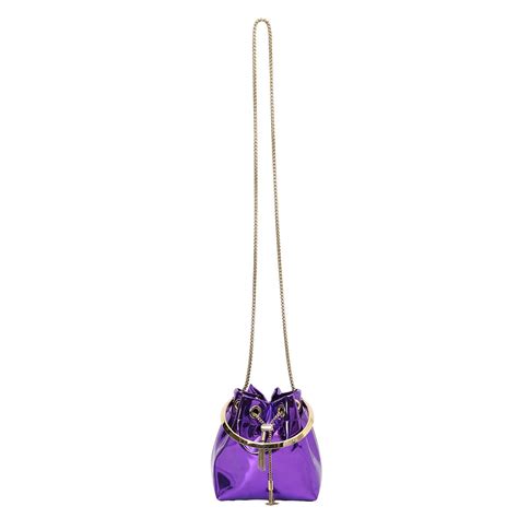 Shop Pre‑Owned Jimmy Choo Metallic Purple Bon Bon Bag 100% Authentic ...
