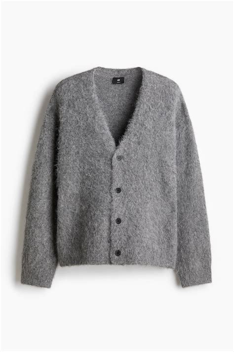 Loose Fit Fuzzy cardigan - Grey - Men | H&M IN