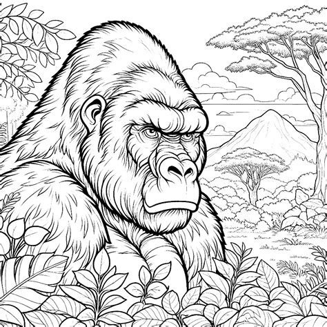 Gorilla Coloring Pages Zoo Animals Template Drawing Animal Printable ...