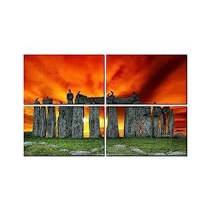 Little Jaipur Ancient 4 Panel Wall Art Painting with UV Coating 36x24 ...