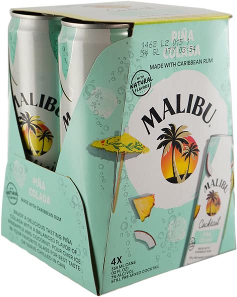 Malibu Cocktail Pina Colada 4 Pack Cans | 4 pack of 355 ml Can
