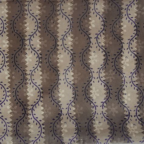 Pure Cotton Dabu Brown With Taupe Border Design Hand Block Print Fabri ...