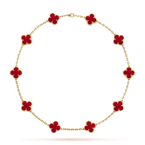 Vintage Alhambra necklace, 10 motifs 18K yellow gold, Carnelian - Van ...