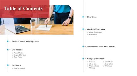 Image result for Table of Contents Product Proposal