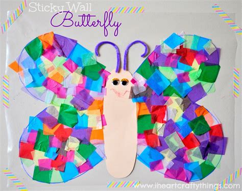 Contact Paper Sticky Wall Butterfly Craft | Paper butterfly crafts ...