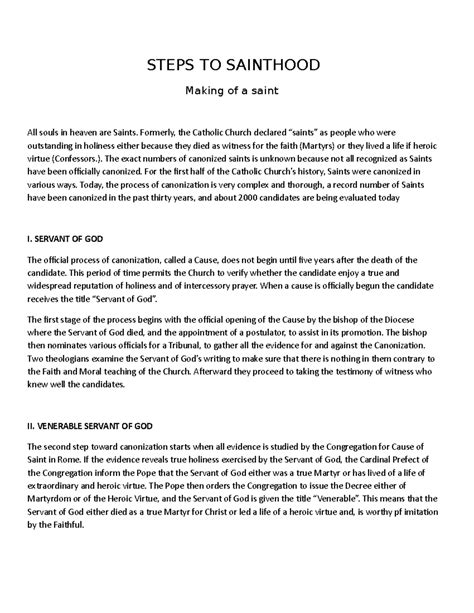 Steps TO Sainthood - STEPS TO SAINTHOOD Making of a saint All souls in heaven are Saints ...