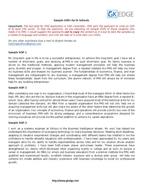 Image result for FMS SOP Examples