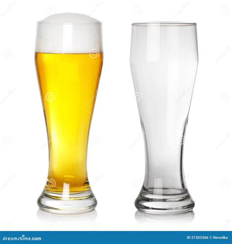 Full and empty beer glass stock photo. Image of drop - 21503366