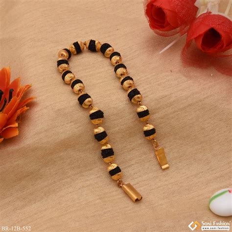 1 Gram Attention-Getting Design Gold Plated Rudraksh Bracelet for Men ...