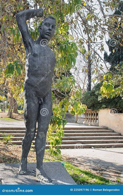 Athlete Bronze Statue Near the Palau De La Merce at Montjuic, Barcelona ...