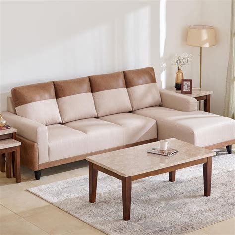 Buy Antonio Fabric 3-Seater Right Corner Sofa with Chaise - Beige from ...