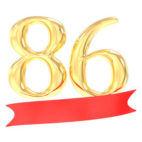 Anniversary 86 Number Gold And Red 3d Rendering 45496701 PNG
