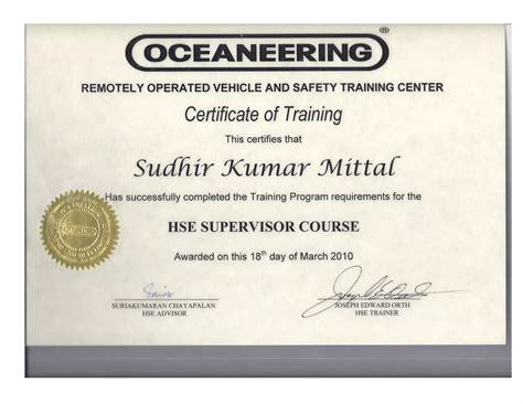 ROV Certificates | PPT | Free Download