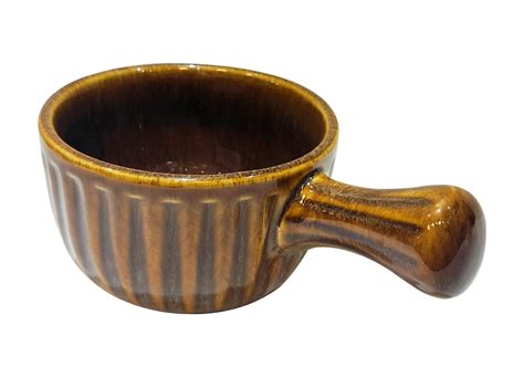 Lemon Tree Light Brown Ceramic Bowl with Handle | 600ml Deep Stoneware ...