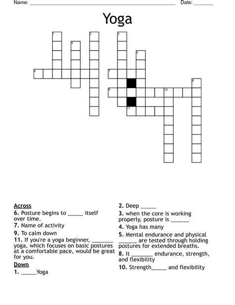 Yoga Crossword - WordMint