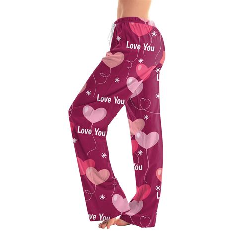 Womens Valentines Day Pajama Pants Heart Graphic Print Pjs Soft Pajama ...