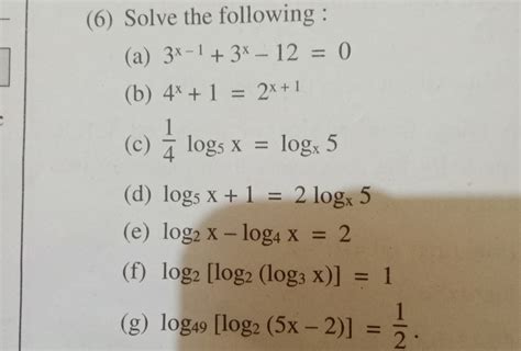 Solve the following equations: (a) 3^{x-1} + 3^x - 12 = 0 (b) 4^x + 1