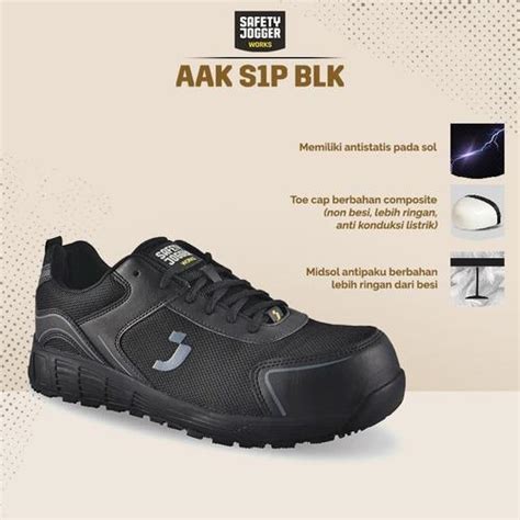 Promo Safety Jogger Works AAK S1P Low Black Sepatu Kerja Trendy ...