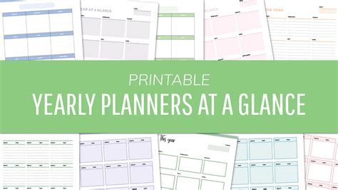 Yearly Planner Printables - FREE Year at a Glance Templates - 16 PDF ...